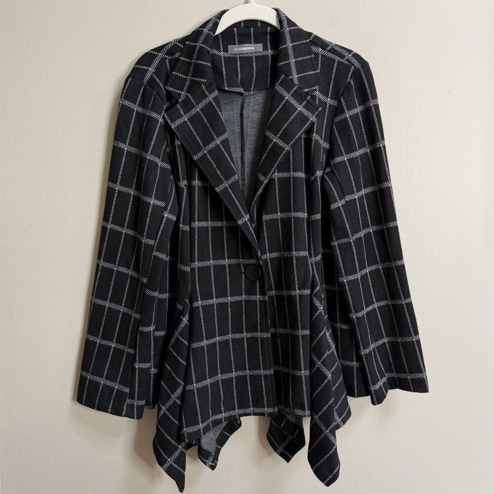 Alembika Black & White Grid Check Plaid Blazer Jacket Size 1 / US 6 - 8 / Small